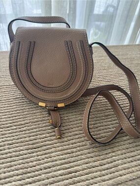 Chloe Small Brown Leather Marcie Crossbody with Gold Hardware